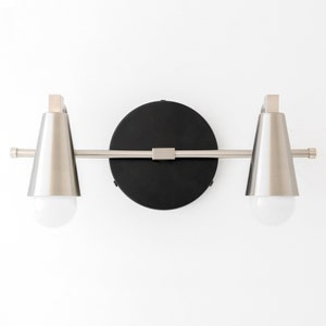 Brushed Nickel - Black Vanity Light - Bathroom Vanity - Modern Lighting - Light Fixture - Model No. 1229