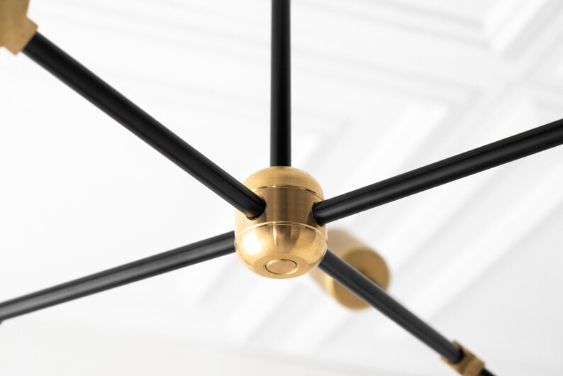 Atomic Lamp Black and Gold Sputnik Modern Chandelier Mid Century Light Kitchen Light Contemporary Abstract Model No. 5056 image 5