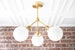 Semi Flush Globe Light - Ceiling Hanging Lamp - Dining Room Lighting - Brass Fixture - Opal Glass - Flush Mount - Model No. 9174 