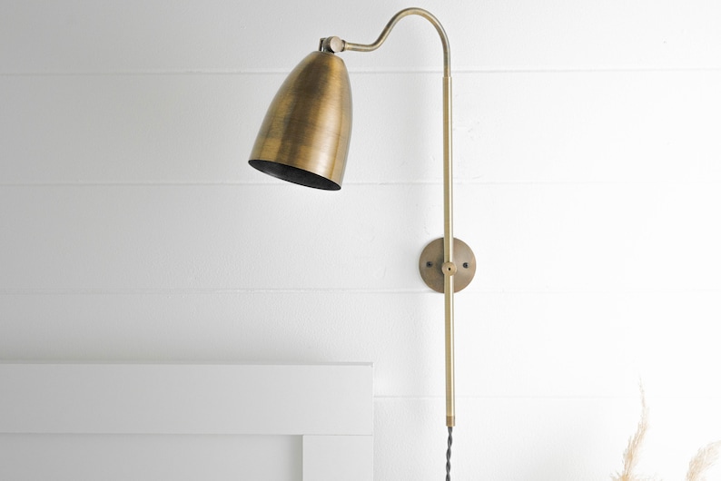 Bedside Light Plug In Wall Sconce Brass Sconce Sconce Lighting Wall Sconce Modern Lighting Model No. 7896 Antique Brass