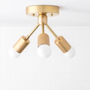 Modern Ceiling Light - Brass Fixture - Semi Flush Lamp - Minimalist Lighting - Model No. 6885