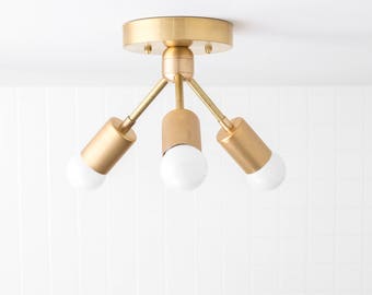 Modern Ceiling Light - Brass Fixture - Semi Flush Lamp - Minimalist Lighting - Model No. 6885