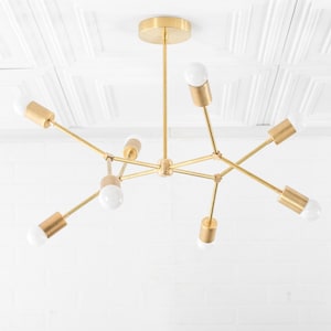 Geometric Lamp - Modern Brass Chandelier - Ceiling Fixture - Gold Chandeliers - Model No. 5056