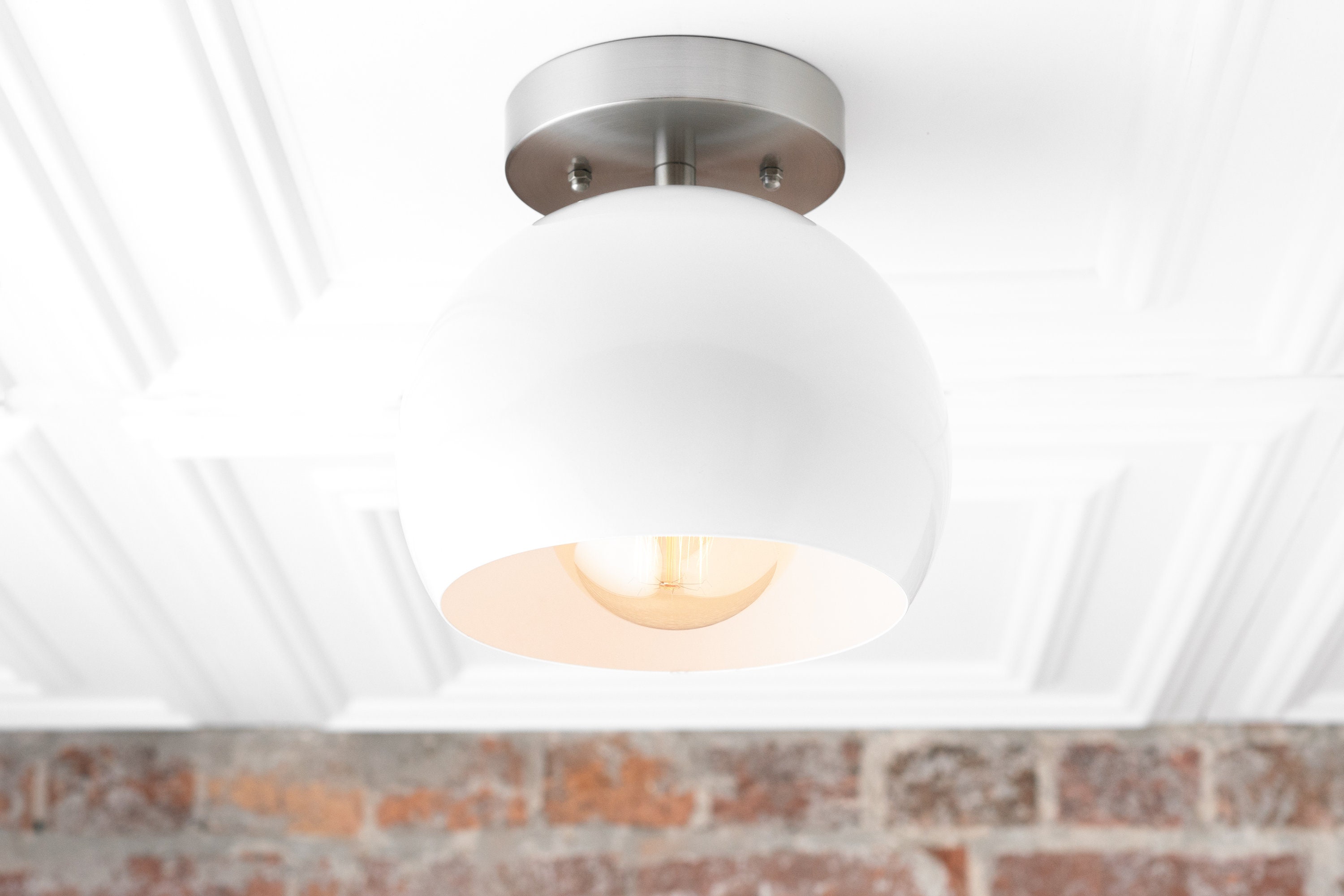 Modern Light Fixture Ball Shade Ceiling Light White Shade Etsy