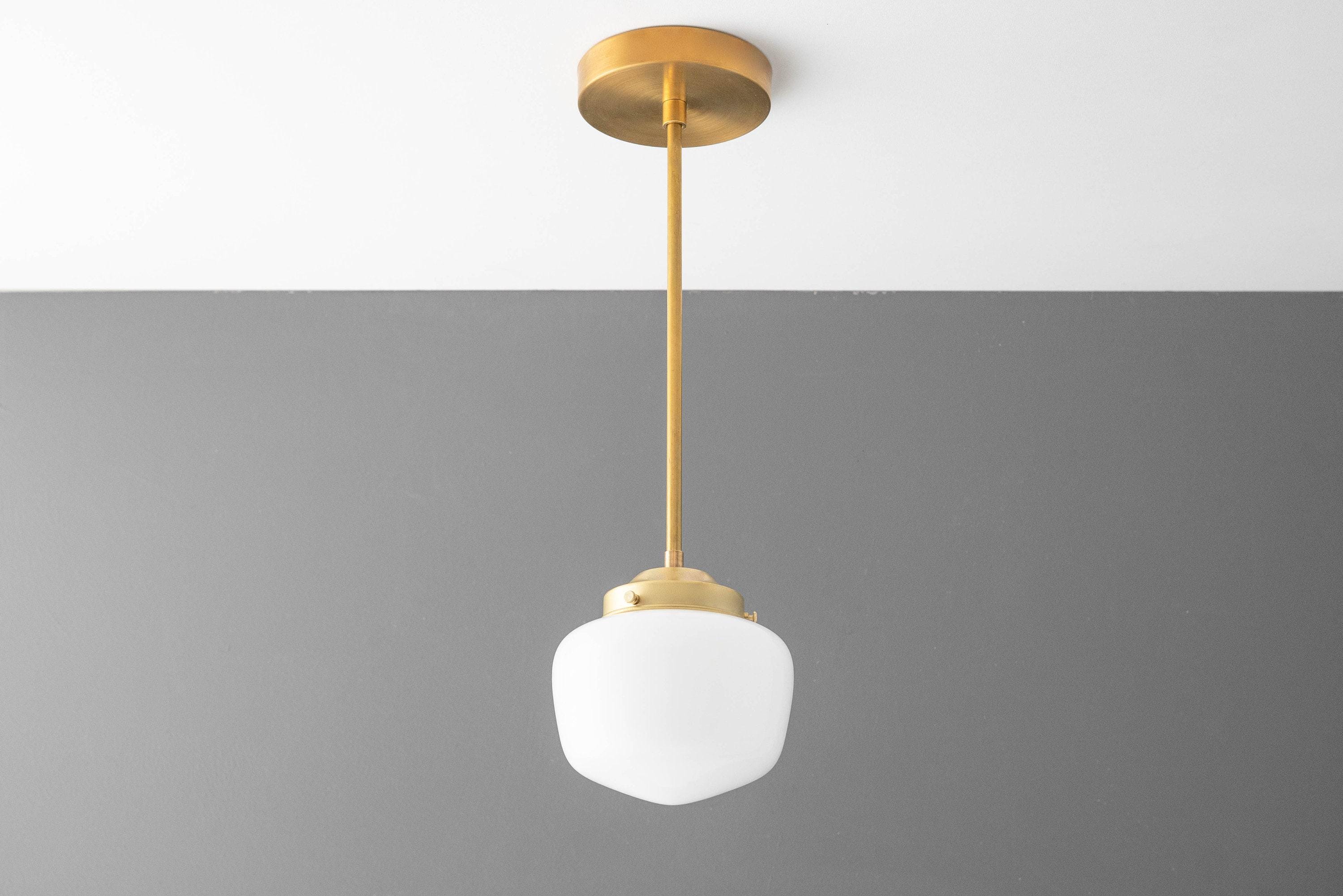 Schoolhouse Pendant - Small Schoolhouse Shade - Brass Pendant - Opal Schoolhouse Pendant - pendant Lighting - Model No. 0245