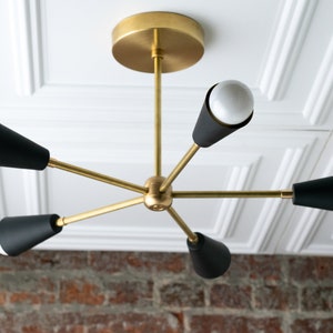 Gold Sputnik Light Geometric Chandelier Semi Flush Modern Chandelier Brass Fixture Model No. 1126 image 7