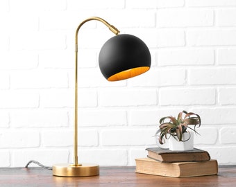 Black And Brass Dome Lamp - Table Lamp - Bedside Lamp - Desk Lamp - Reading Lamp - Mid Century Lamp - Mid Century Decor - Model No. 5741