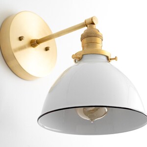 Industrial Wall Sconce - Bathroom Lighting - White Metal Shade Lamp - Vanity Wall Lights - Industrial Chic - Model No. 7026 imagem 6