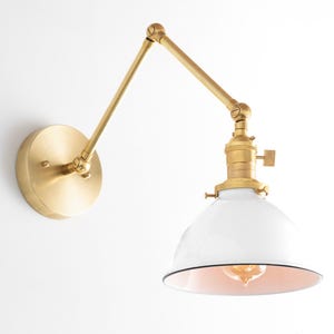 Adjustable Wall Lamp - White Shade - Wall Sconce - Mid Century Light - Farmhouse Light - Articulating Sconce - Model No. 8551