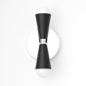 Sconce Lighting Cone Wall Sconce Polished Nickel Simple Modern Sconce Light Fixture Model No. 4717 Pol. Nickel/Black