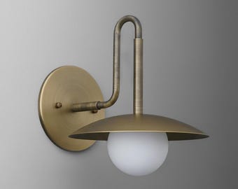 Sconce Light-Brass Wall Sconce-Mid Century Light-Opal Glass Light - Model No. 1013