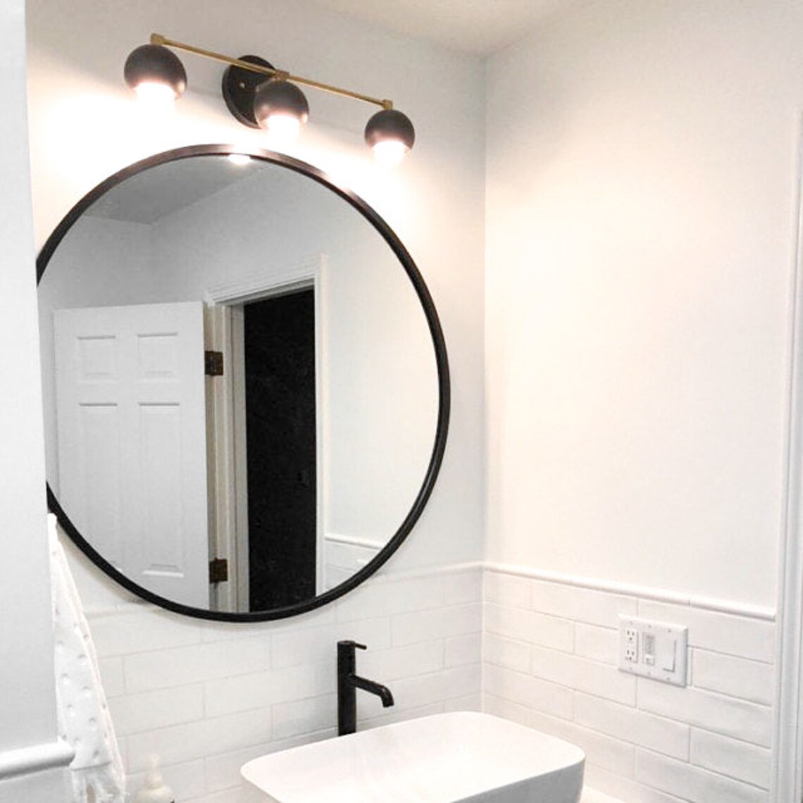 Three Bulb Vanity Orb Vanity Light Mid Century Vanity Etsy