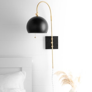 Black Sconce - Plug-In Wall Sconce - Bedside Light - Directional Lighting - Adjustable Lighting - Eyeball Shade Sconce - Model No. 1783