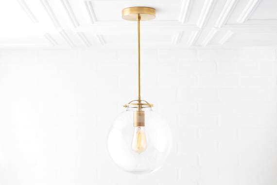 Modern Brass Light - Modern Chandelier - Hanging Chandelier - Brass Pendant Light - Mid Century Lighting - Foyer Light - Model No. 3972