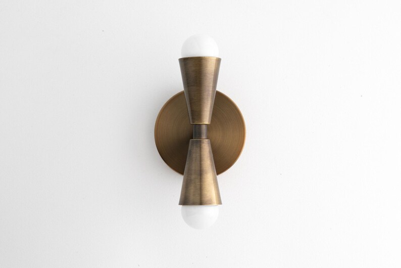 Cone Sconce - Antique Brass Light - Wall Sconce - Light Fixture - Bathroom Lighting - Hallway Lighting - Model No. 4717 image 9