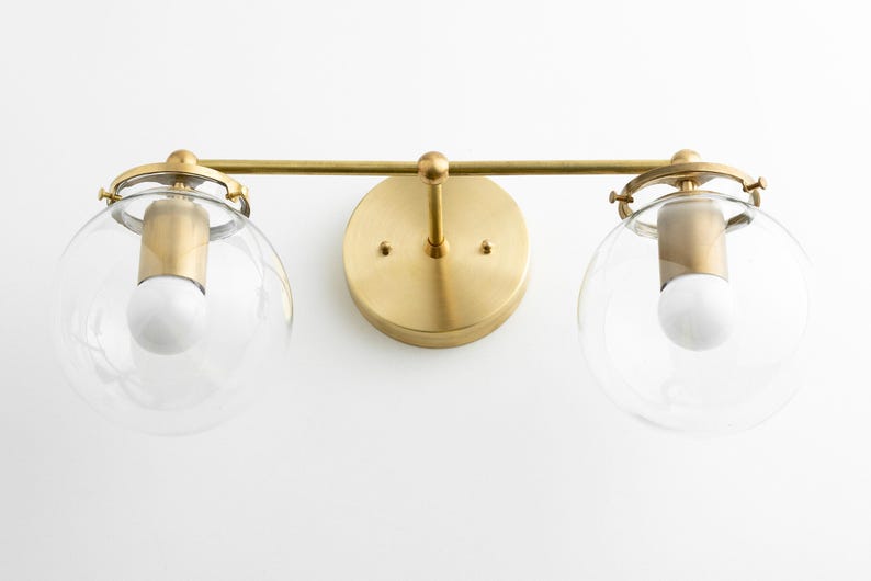 Modern Globe Vanity - Mid Century Lamps - Bathroom Wall Light - Wall Sconce - Vanity Lighting - Raw Brass Light - Model No. 0584 image 7