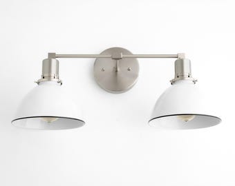 Vanity Light Fixture - White Shade Light - Modern Farmhouse Lighting - Unfinished Brass Wall Light - Wall Lighting - Model No. 9018