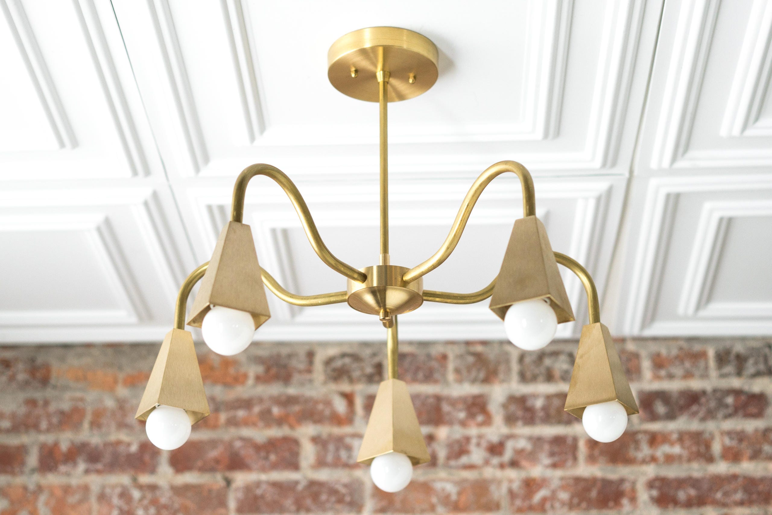 Modern Brass Chandelier Dining Room Lamp Geometric Fixture ...