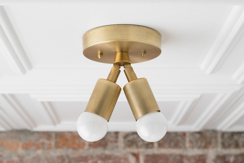 Modern Ceiling Lamp - Minimalist Light - Flush Fixture - Gold Brass Light - Mid Century Lighting - Model No. 6617 Bild 4