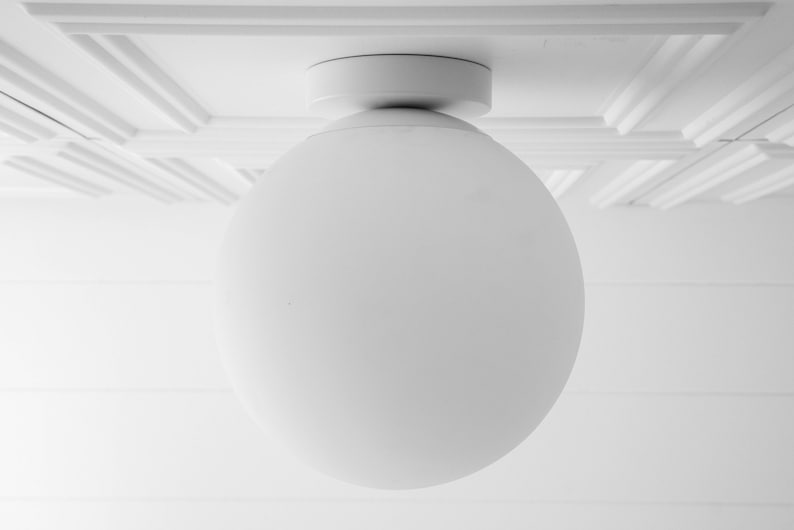 10 Inch Frosted White Globe Glass Ceiling Light Flush Mount Light Modern Lighting Light Fixture Model No. 2910 White