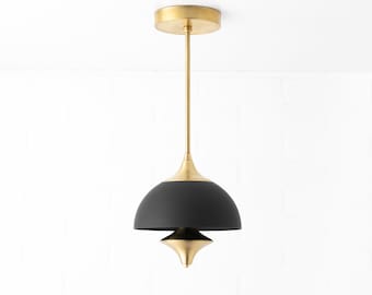 Brass Pendant - Black Pendant  - Metal Pendant - Pendant Lighting - Modern Lighting - midcentury lamp - Hanging Lamp - Model No. 6098