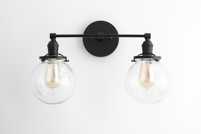 Black Vanity Light Fixture Bathroom Mid Century Edison Bulb