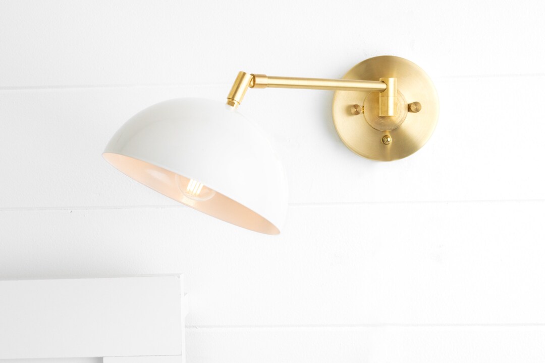 Brass Plug in or Hardwire Wall Light Bedside Sconce Mid Century
