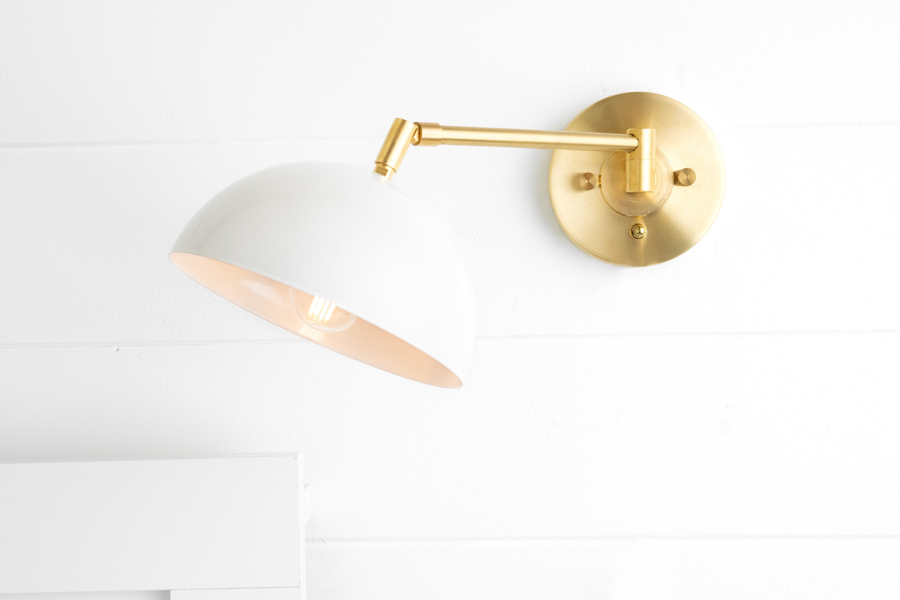 Brass Plug In Or Hardwire Wall Light Bedside Sconce Mid Etsy