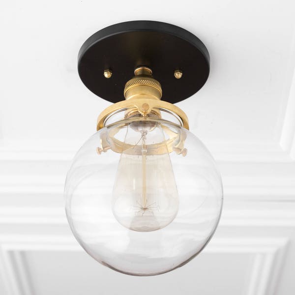 Clear Glass Globe Light - Modern Ceiling Light - Semi Flush Mount - Simple Lighting - Model No. 1653