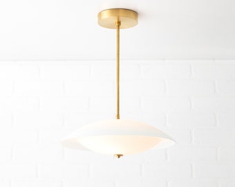 Glass Pendant - Frosted Glass Light - Mid Century Lighting - Modern Lighting - Modern Brass Light - Kitchen Island - Model No. 4806