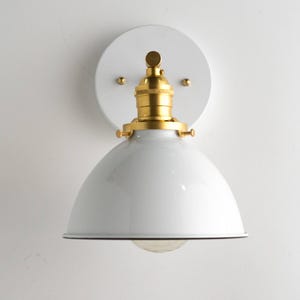 Aplique industrial - Lámpara de pared para baño - Aplique blanco - Estructura de latón - Lámpara de pasillo - Modelo n.° 7026 imagen 2