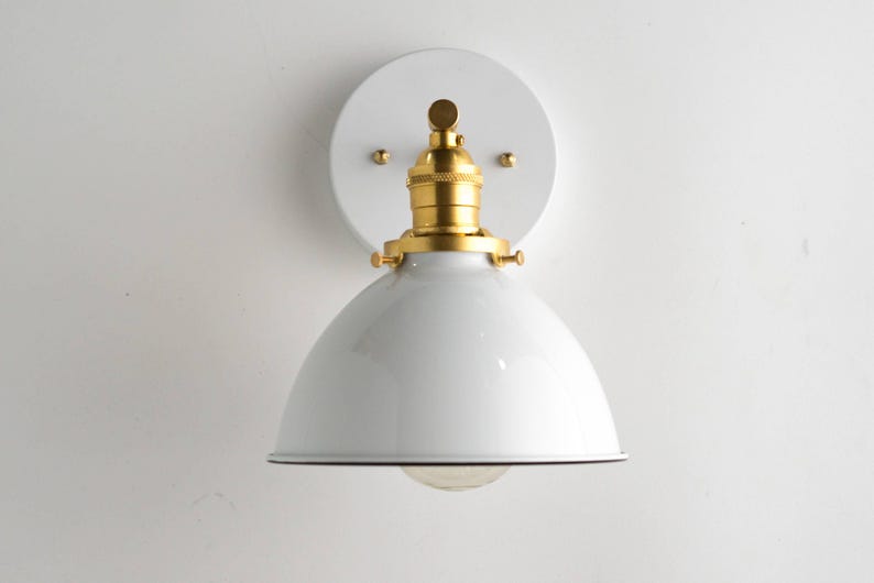 Aplique industrial - Lámpara de pared para baño - Aplique blanco - Estructura de latón - Lámpara de pasillo - Modelo n.° 7026 imagen 2