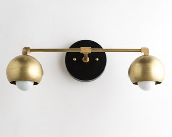 Gold Vanity Lights - Bathroom Lamp - Mid Century Bathroom - Brass Black Vanity -  Mid Century Modern Fixture - Model No. 5469