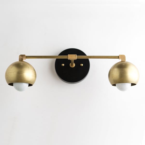 Gold Vanity Lights - Bathroom Lamp - Mid Century Bathroom - Brass Black Vanity -  Mid Century Modern Fixture - Model No. 5469