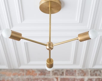Modern Chandelier Gold - Brass Sputnik - Industrial Hanging Light - Mid-Century Modern - Semi Flush Lights - Model No. 6854