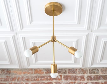 Modern Light Fixture - Sputnik Lights - Semi Flush - Mid Century - Brass Ceiling Light - Ceiling Hanging Lamp - Model No. 2626