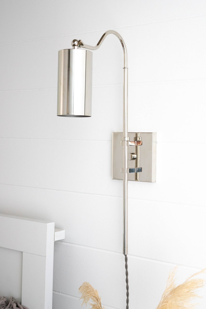 Polished Nickel Sconce Bedside Sconce Bedroom Lighting Etsy