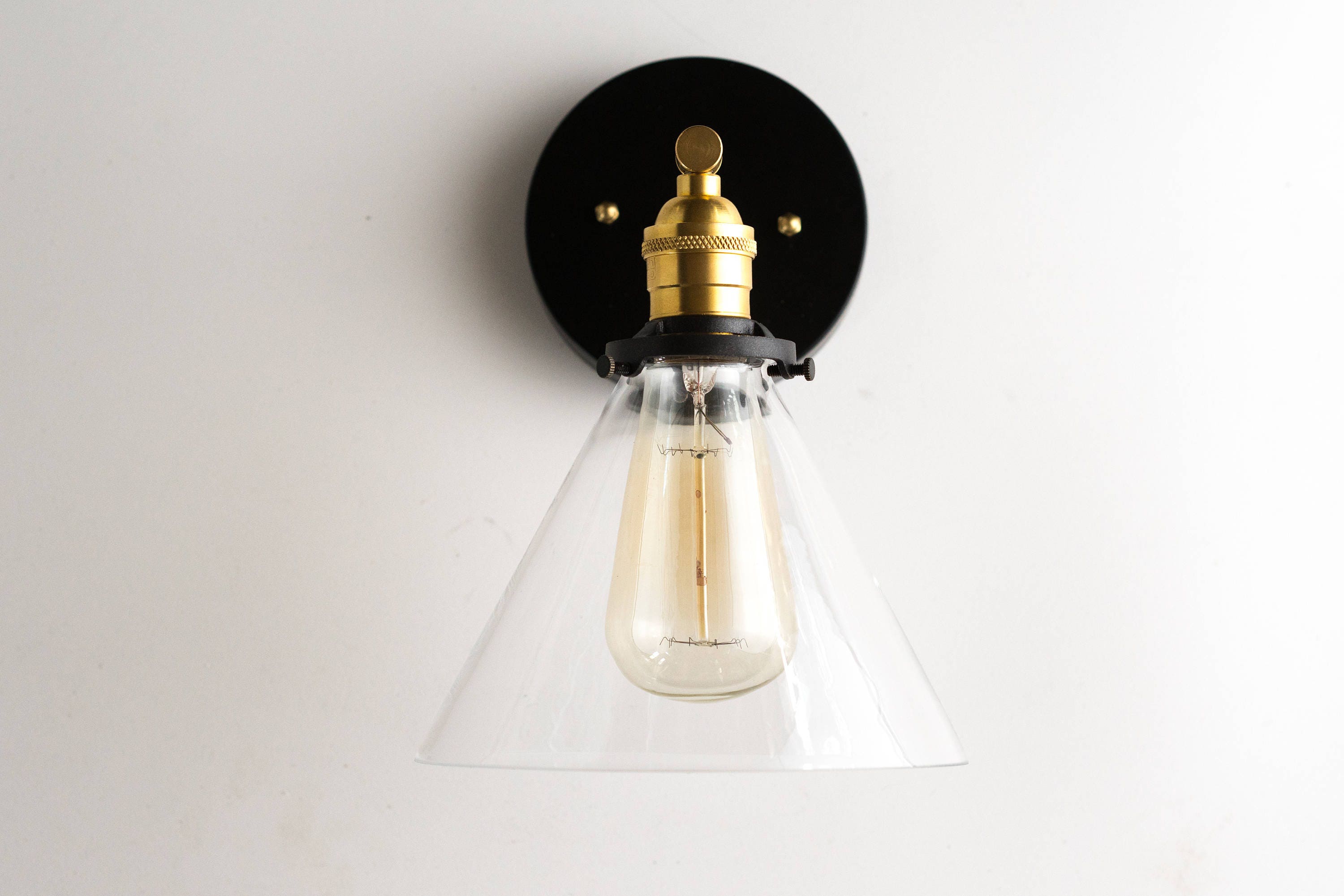 Sconce Modern Wall Sconces Black Gold Wall Light Brass Etsy
