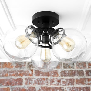 Edison Bulb Ceiling Lamp - Flush Mount - Mid Century Modern - Black Ceiling Fixture - Globe Lamp - Model No. 0893