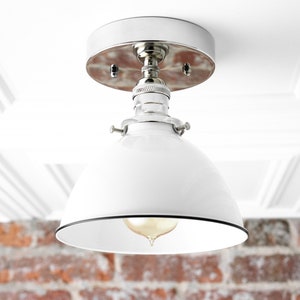 Flush Ceiling Light Industrial Chic Modern Light Fixture Ceiling Lights Hardwired Light Model No. 0194 Polished Nickel