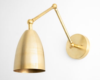 Brass Wall Light - Swing Arm Sconce - Brass Light Fixture - Adjustable Sconce - Mid Century Modern - Wall Sconce Light - Model No. 0107