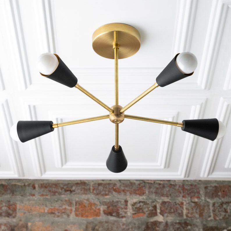 Gold Sputnik Light Geometric Chandelier Semi Flush Modern Chandelier Brass Fixture Model No. 1126 image 1