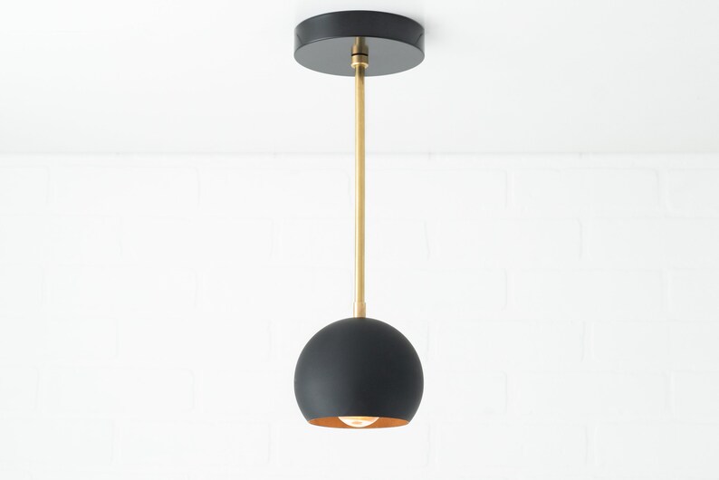 Black Pendant Light Modern Chandelier Mid Century Lighting Midcentury Lamp Brass Hanging