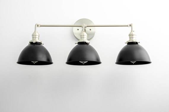 Brushed Nickel Contemporary Light Bathroom Lighting Wide Vanity