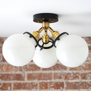 Globe Lights - Semi Flush - Mid Century Modern - Brass Ceiling Lamps - Model No. 0210