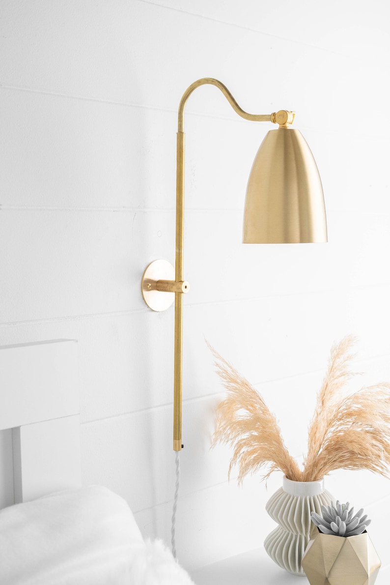 Bedside Light Plug In Wall Sconce Brass Sconce Sconce Lighting Wall Sconce Modern Lighting Model No. 7896 image 6