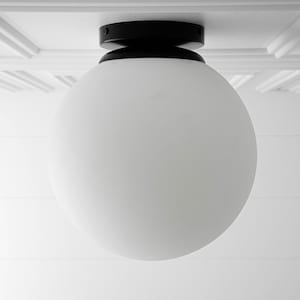 10 Inch Frosted White Globe Glass Ceiling Light Flush Mount Light Modern Lighting Light Fixture Model No. 2910 Black