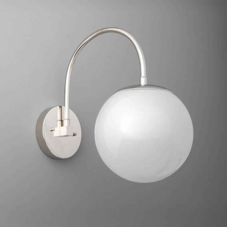 Sconce Light-Modern Wall Light-Brass Wall Lamp-Opal Glass Globe - Model No. 2947 image 4