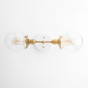Vanity Lighting - Modern Vanity Lamp - Industrial Lighting - Brass Black Vanity -  Bathroom Lights - Globe Sconce - Model No. 7350