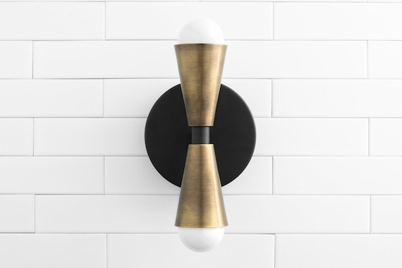 Cone Sconce - Antique Brass Light - Wall Sconce - Light Fixture - Bathroom Lighting - Hallway Lighting - Model No. 4717